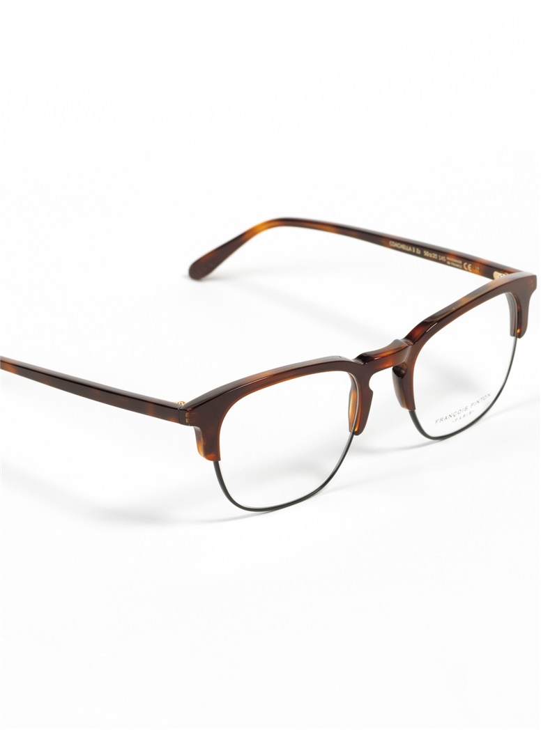 Traditional Brow Frame in Coffee with Charcoal Metal Rim