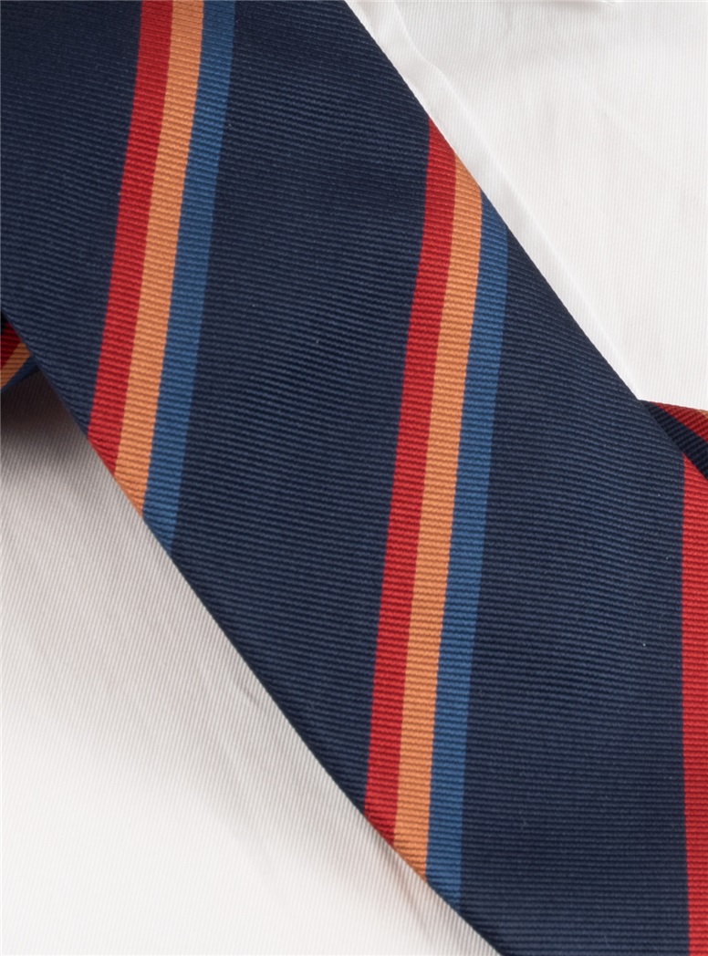 Navy 3 Stripe Silk Tie