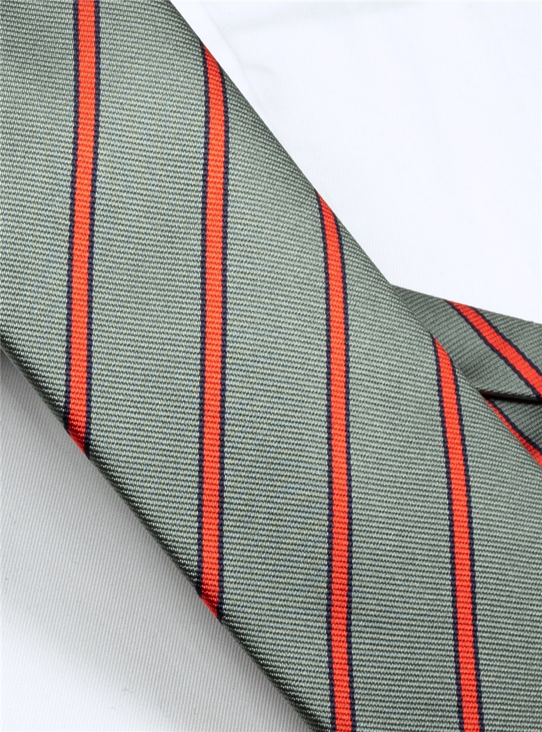 Silk Woven Striped Tie in Slate