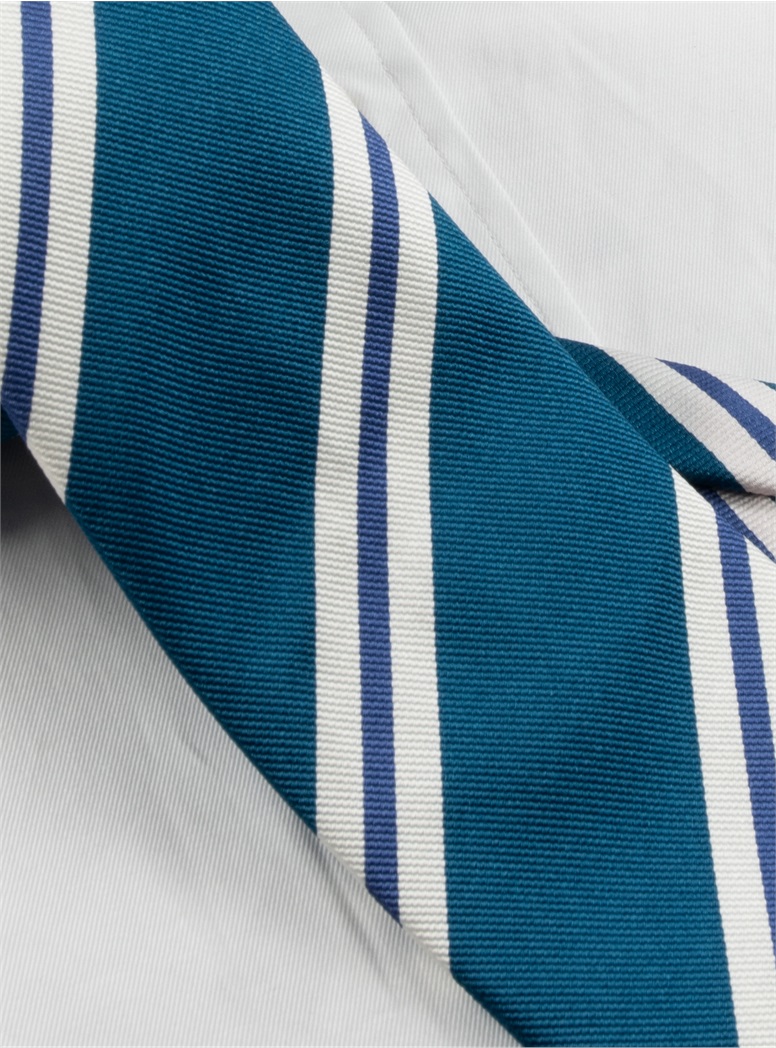 Woven Silk Striped Tie in Teal