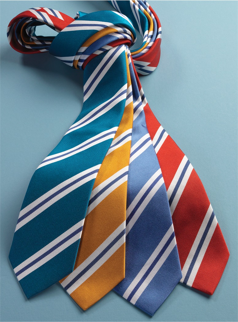 Woven Silk Striped Tie in Teal