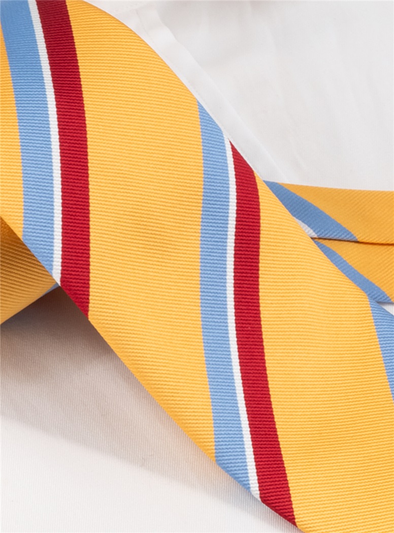Silk Striped Tie in Gold