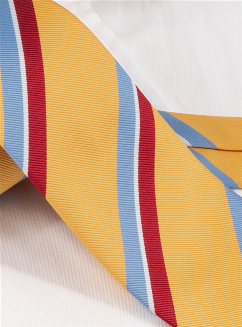 Silk Striped Tie in Gold