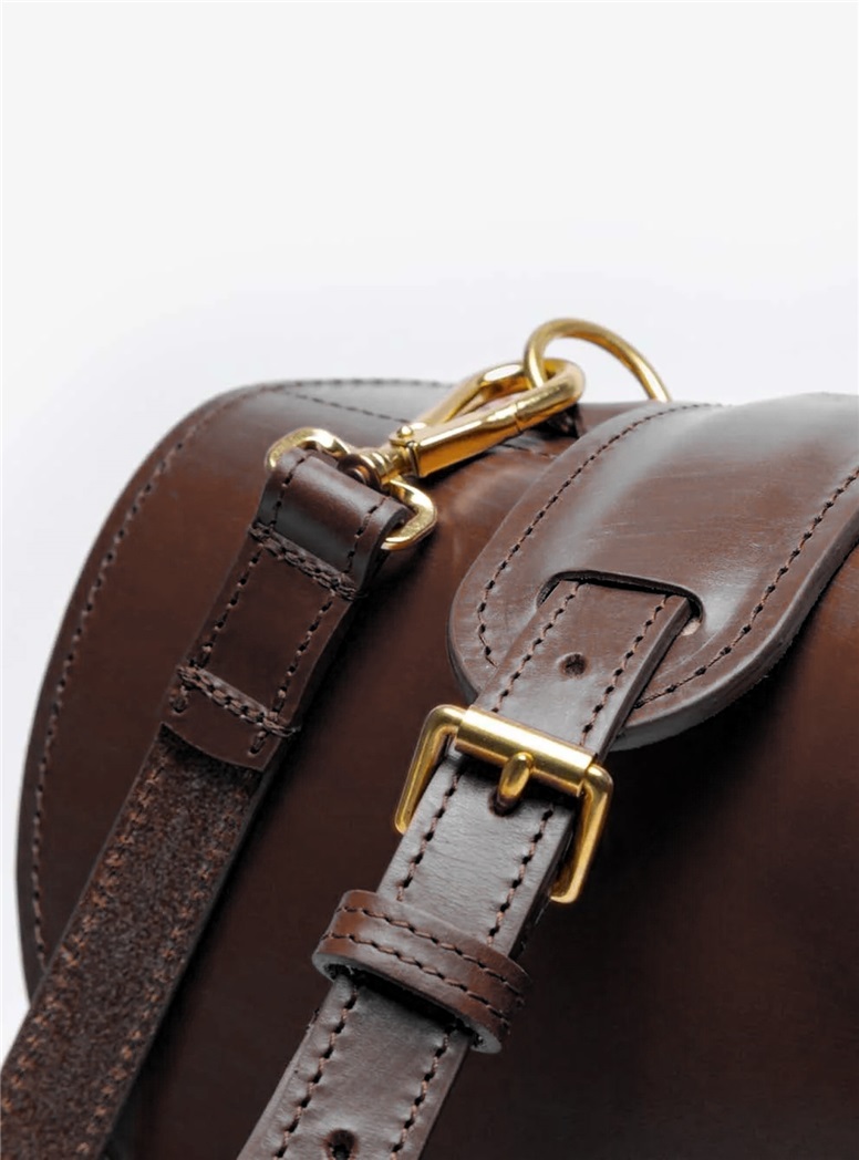 The Fleet Flap-Over Leather Briefcase in Dark Brown