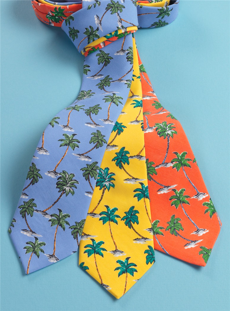 Silk Printed Palm Tree Tie in Sun