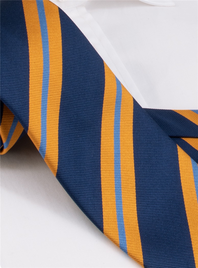 Silk Striped Tie in Navy