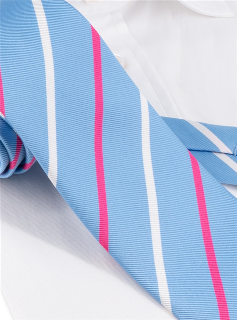 Silk Bar Striped Tie in Cornflower