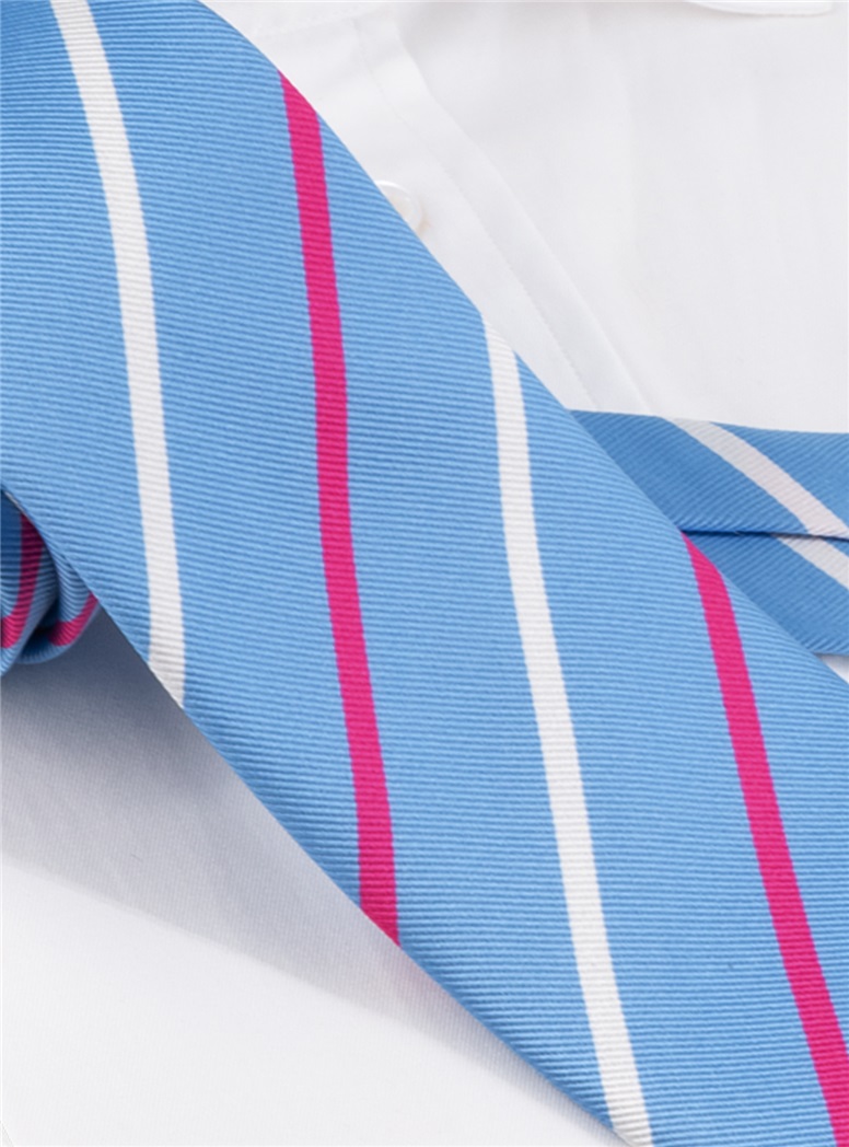 Silk Bar Striped Tie in Cornflower