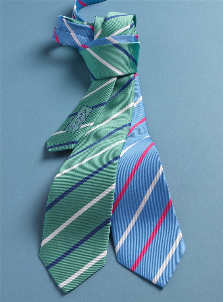 Silk Bar Striped Tie in Cornflower