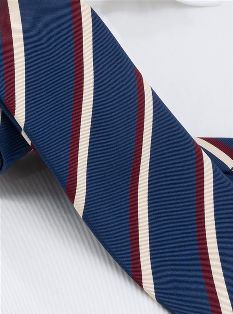 Mogador Silk Striped Tie in Navy