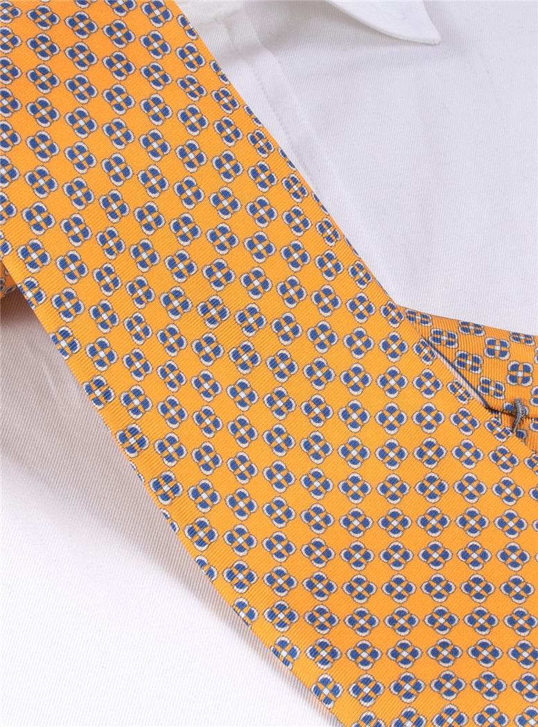 Silk Printed Square Tie in Yellow