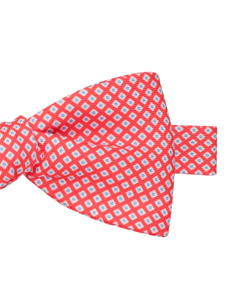 Silk Printed Dots Bow Tie in Coral