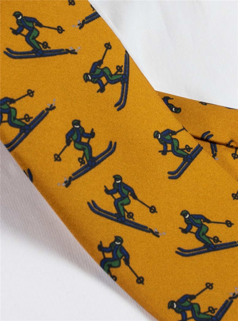 Jacquard Woven Ski Tie in Marigold