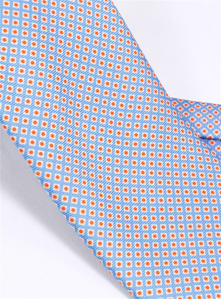 Silk Printed Dots Tie in Sky