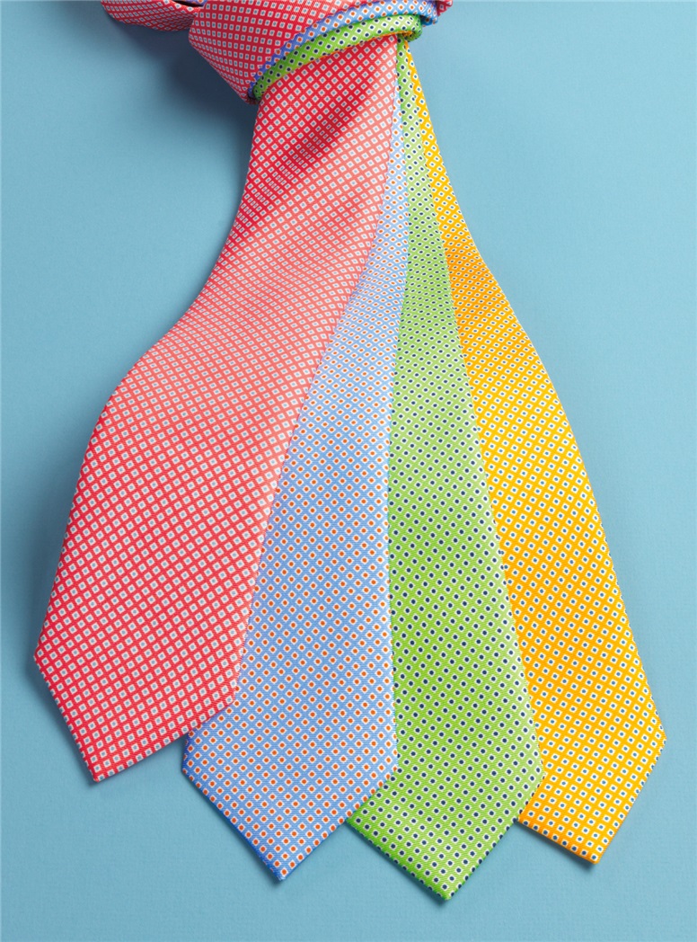 Silk Printed Dots Tie in Sky
