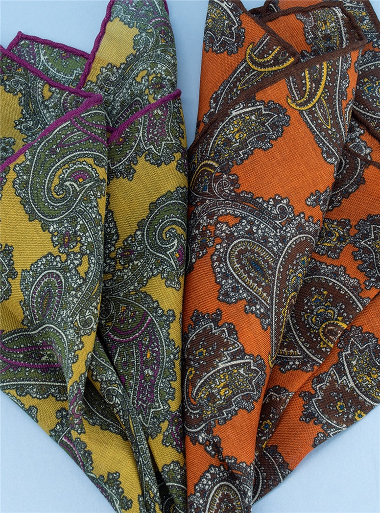 Wool and Silk Paisley Pocket Square