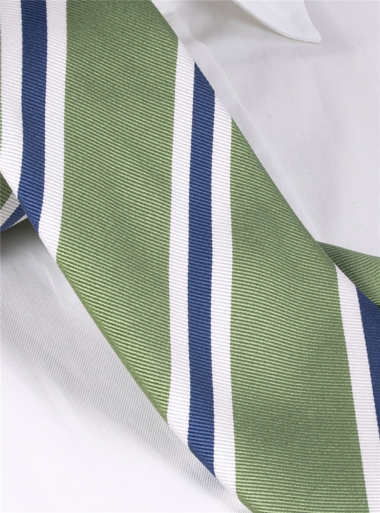 Silk Striped Tie in Fern