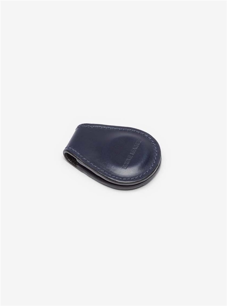 Leather Money Clip in Navy