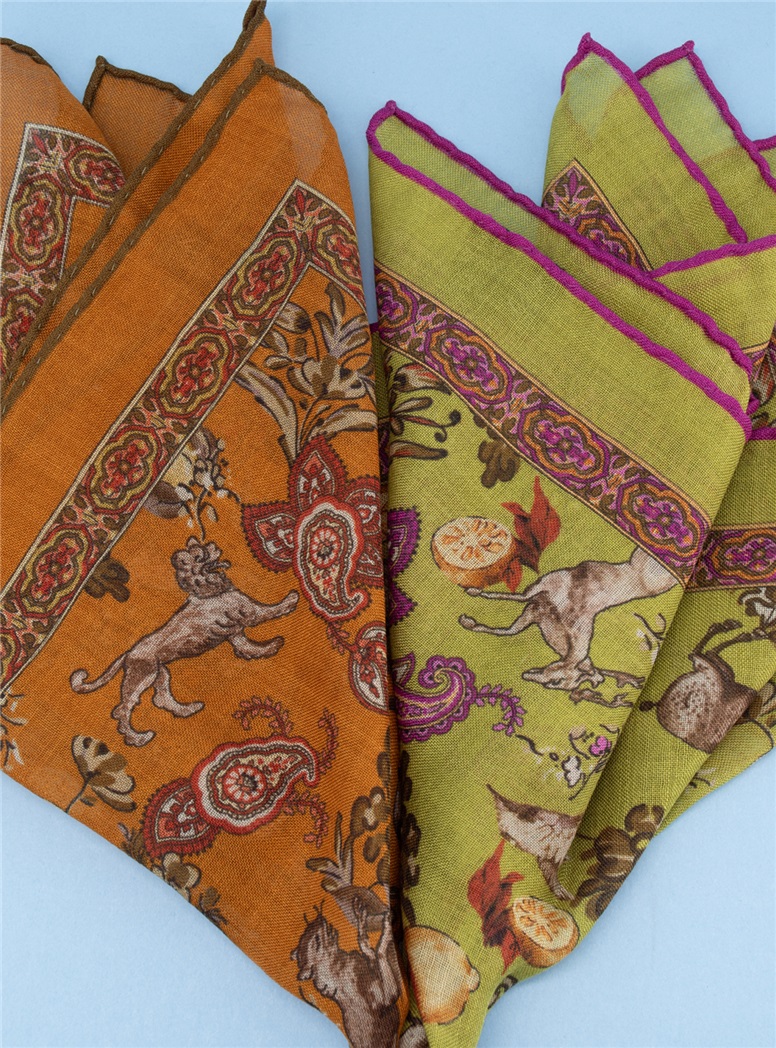 Wool and Silk Woodland Pocket Square