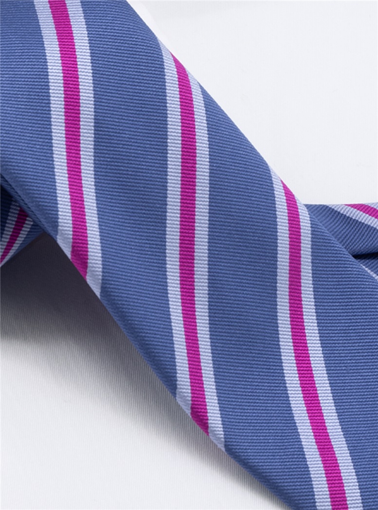 Silk Striped Tie in Denim