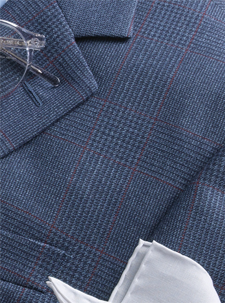 Navy Glen Plaid Suit with Claret Windowpane