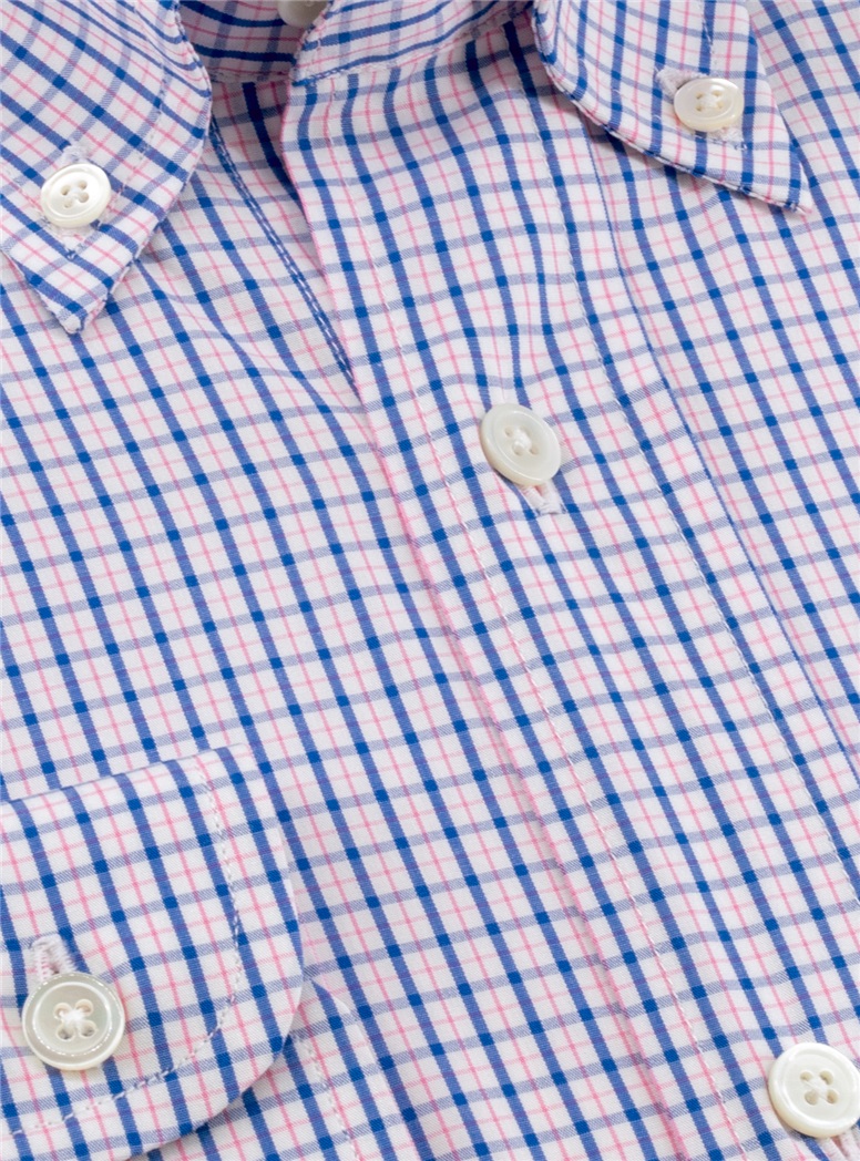 Pink and Royal Graph Check Button Down