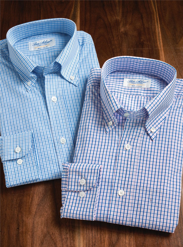 Pink and Royal Graph Check Button Down
