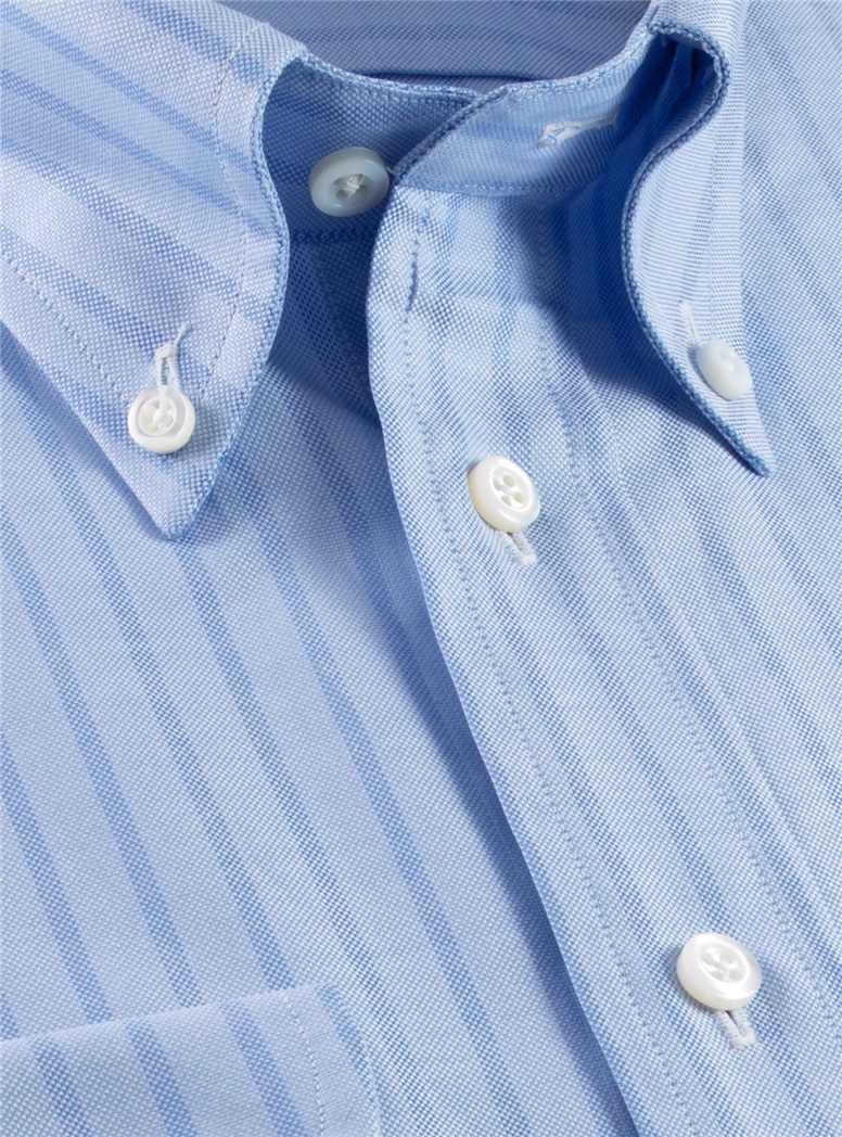 Blue Oxford Button Down with Blue Stripe