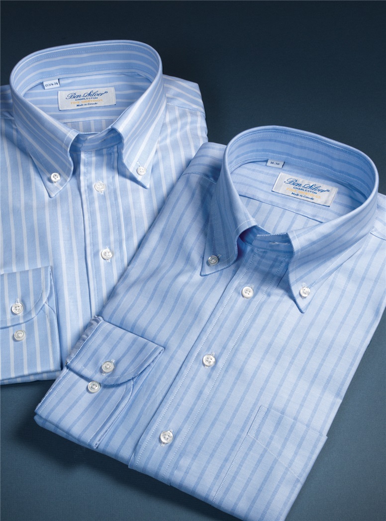 Blue Oxford Button Down with Blue Stripe