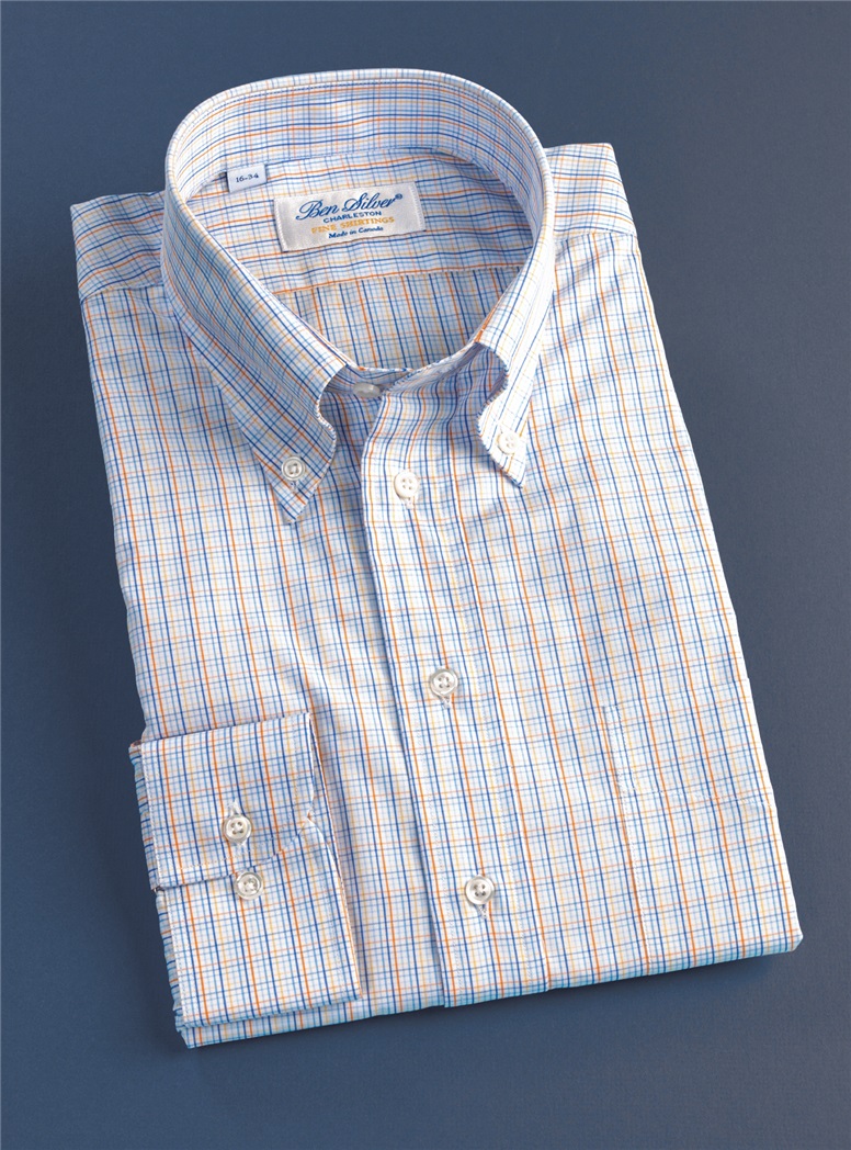 Blue, Yellow, and Orange Small Tattersall Button Down