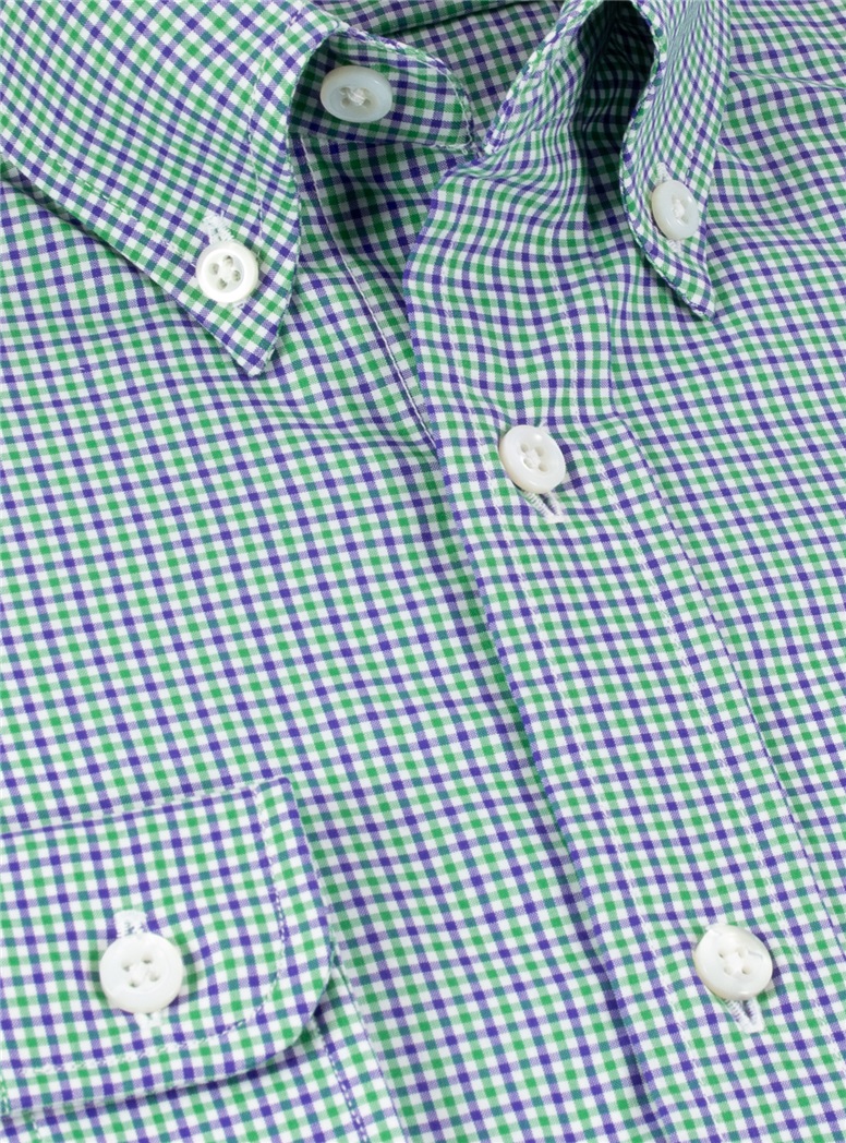 Boy's Shirt in Purple and Green Check