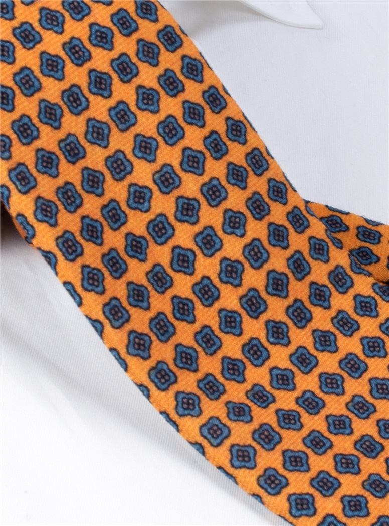 Wool Neat Printed Tie in Yellow