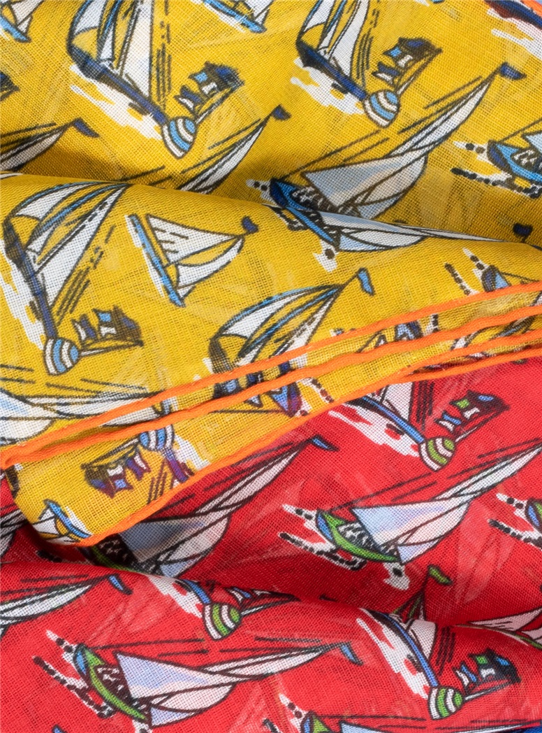 Cotton and Cashmere Sailboat Printed Pocket Squares