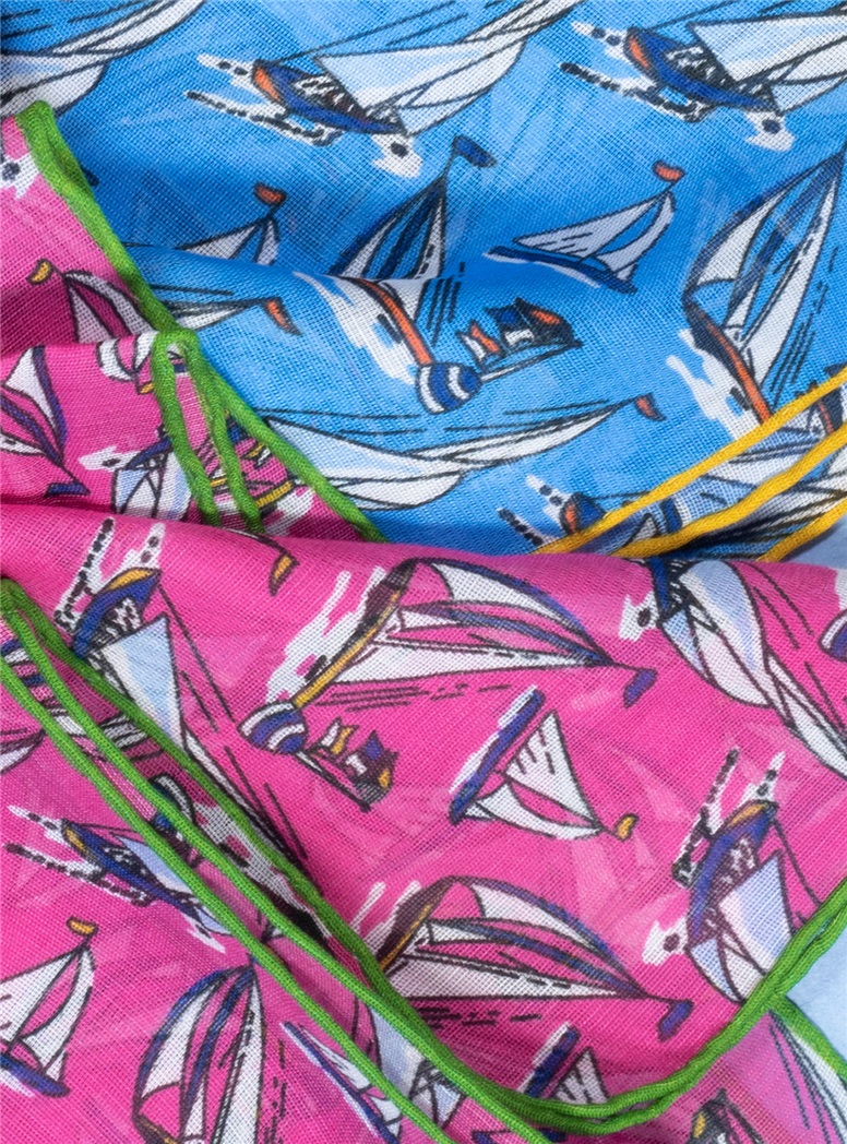 Cotton and Cashmere Sailboat Printed Pocket Squares