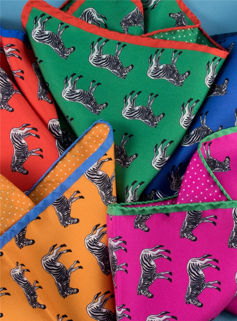 Silk Zebra & Polka Dot Reversible Pocket Squares