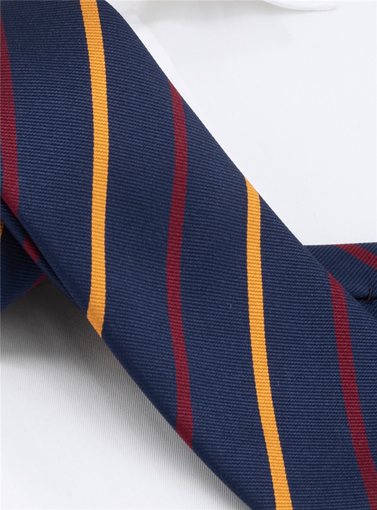 Silk Bar Striped Tie in Navy