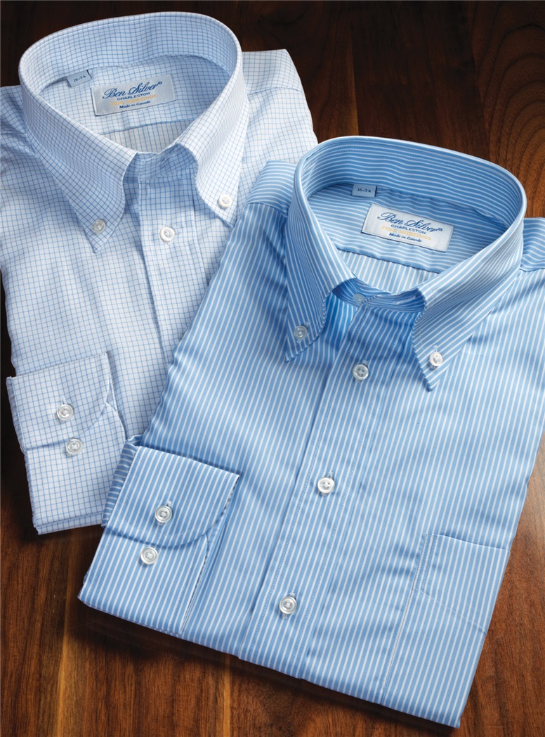 Blue with White Stripe Button Down Travel Shirt