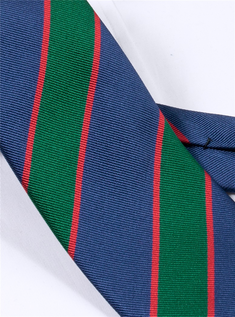 Silk Striped Tie in Royal Blue and Forest
