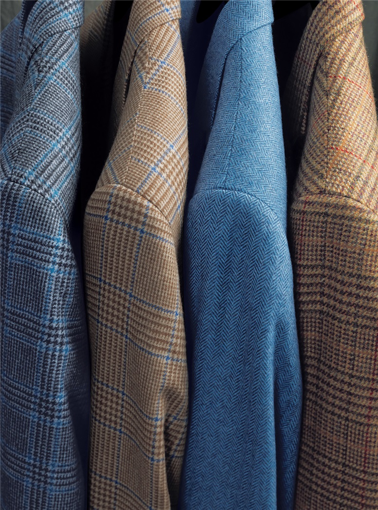 Classic District Check Sport Coat in Grey-ish Blue and Ochre
