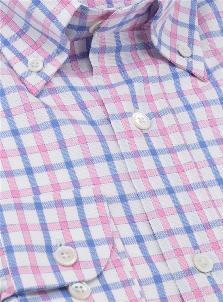 Pink and Blue Check Button Down