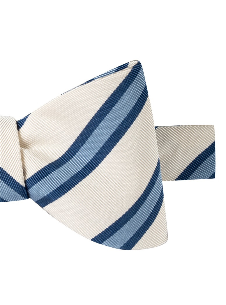 Mogador Striped Bow Tie in White