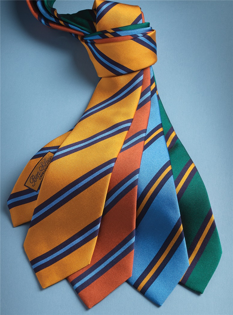 Silk Striped Tie in Forest