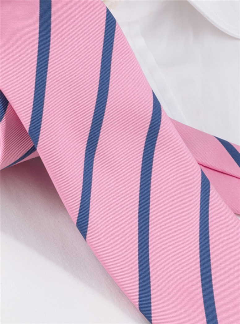 Silk Bar Striped Tie in Cherry Blossom