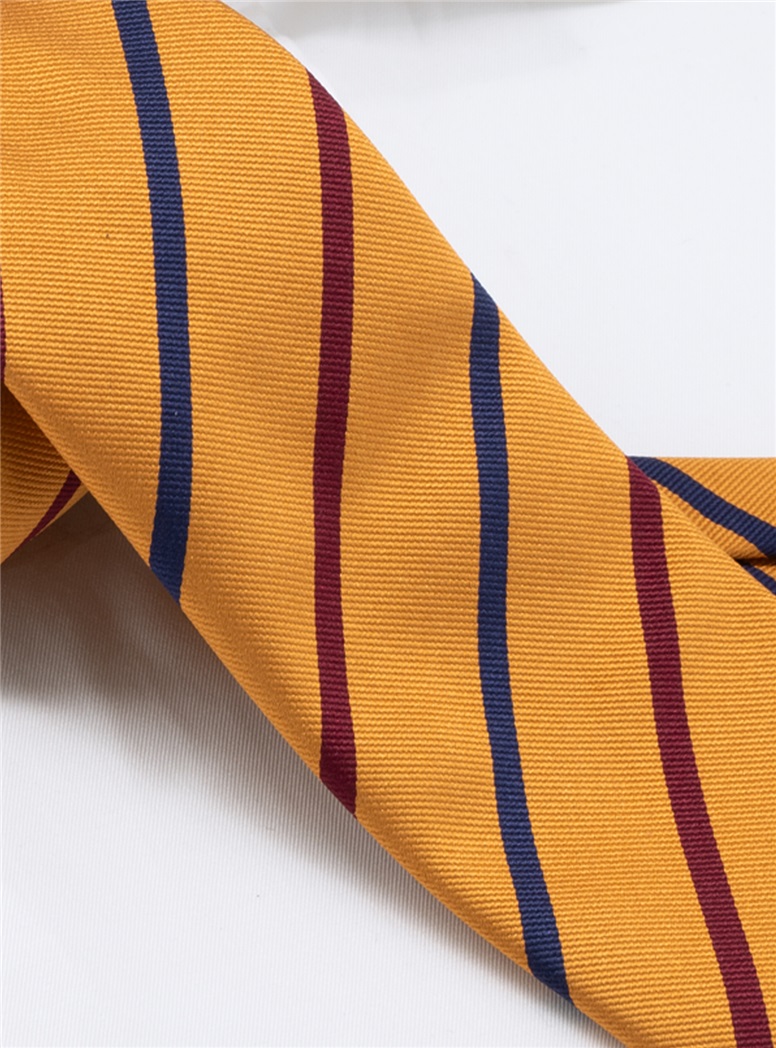 Silk Bar Striped Tie in Gold