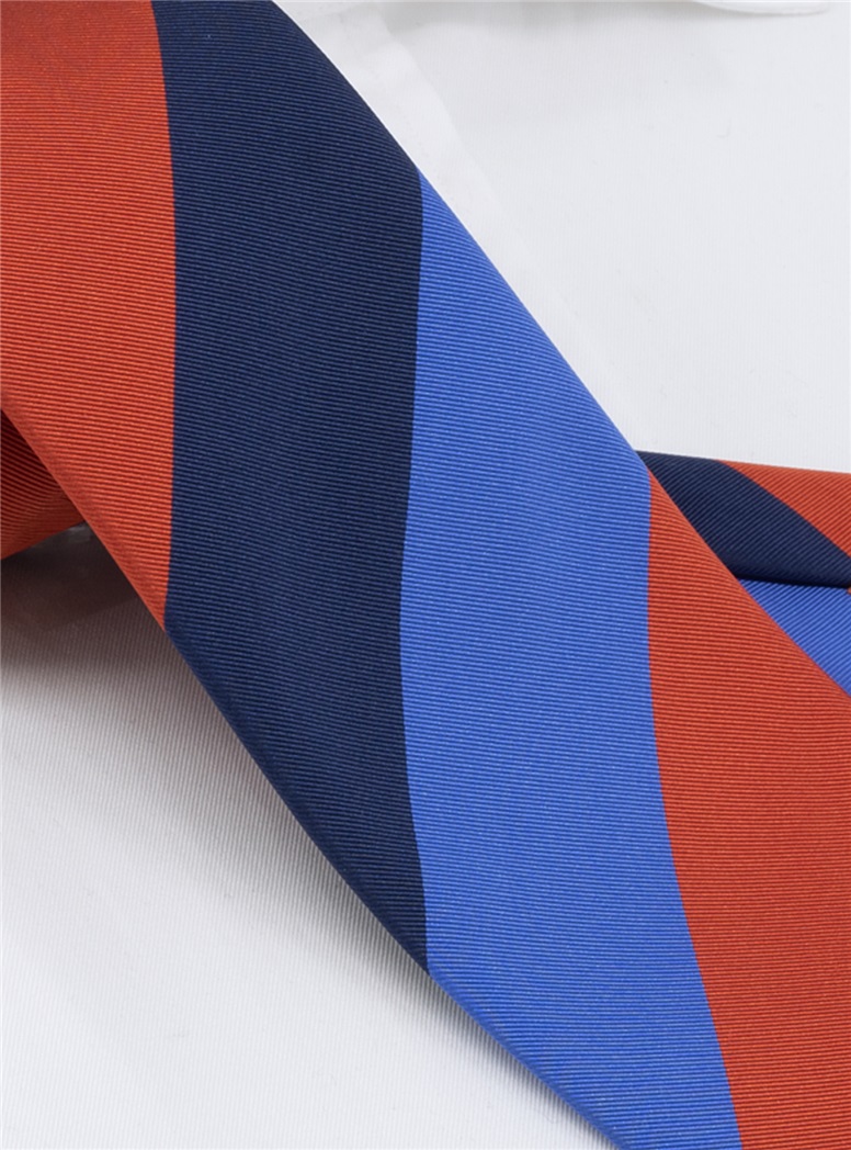 Silk Block Striped Tie in Periwinkle
