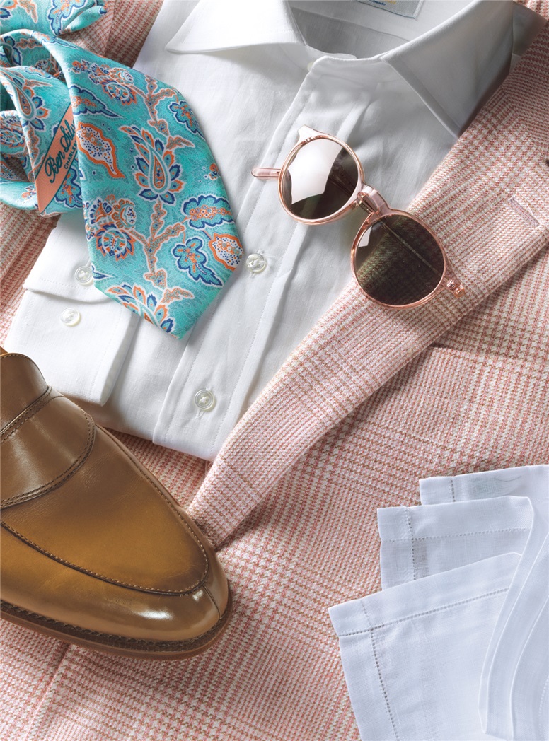 Rose and Cream Glen Plaid Sport Coat