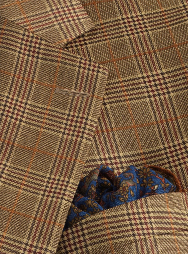 Jacket Wool/Cashmere Chocolate and Sand Glen Plaid