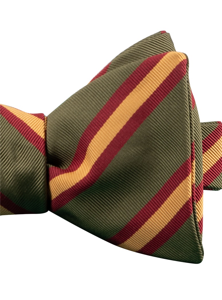 Mogador Silk Stripe Bow Tie in Fern