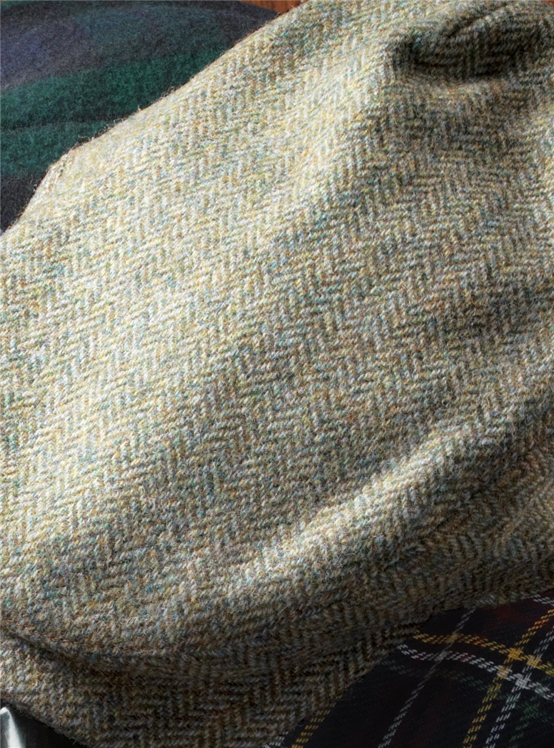 Wool Aberford Cap in Mint and Cream Herringbone