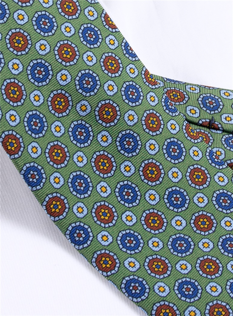 Silk Neat Print Tie in Sage